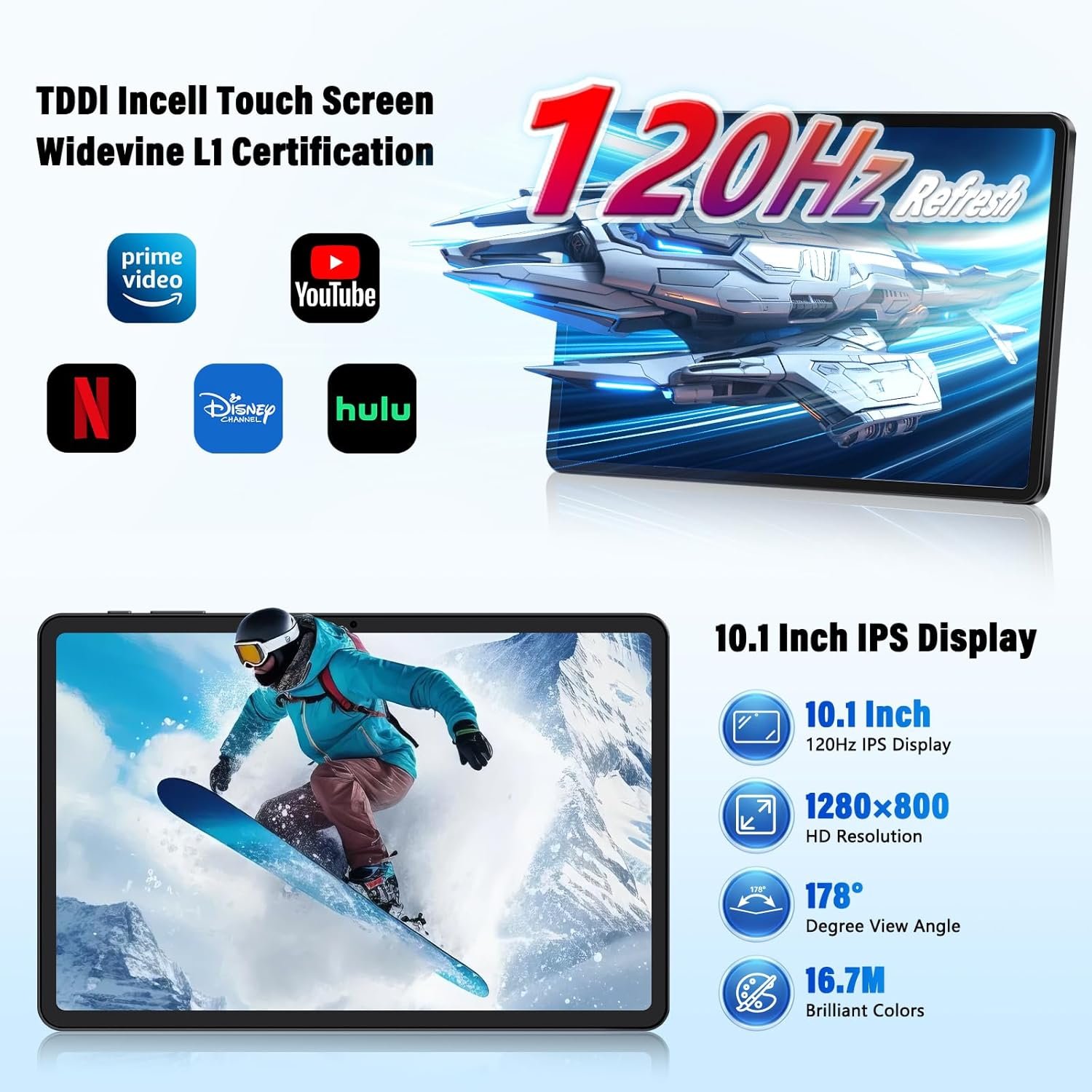 POCKAM P10 Tablet 10 Pulgadas, 48GB RAM+128GB ROM, Tablet Android 16 con Gemini AI, 7000mAh, Unisoc T310 Quad-Core, 90Hz, 8MP+5MP, Altavoces Duales, Auriculares, Tablet con Teclado, Lapiz - Bild 3